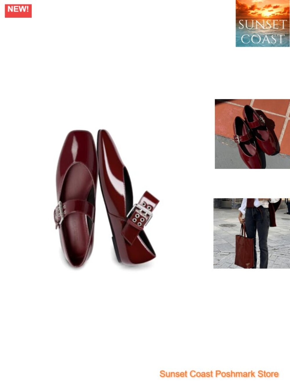 Square Toe Mary Jane Ballet Flats Faux Leather Women